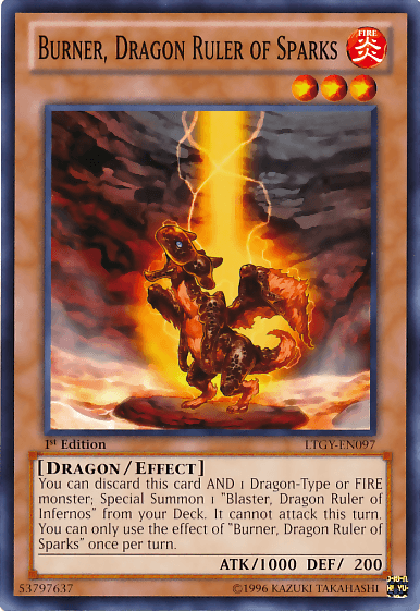 1st Edition, Common, Dragon, Effect Monster, Fire, Lord of the Tachyon Galaxy, Unlimited Burner, Dragon Ruler of Sparks [LTGY-EN097] Common - Trading Card World