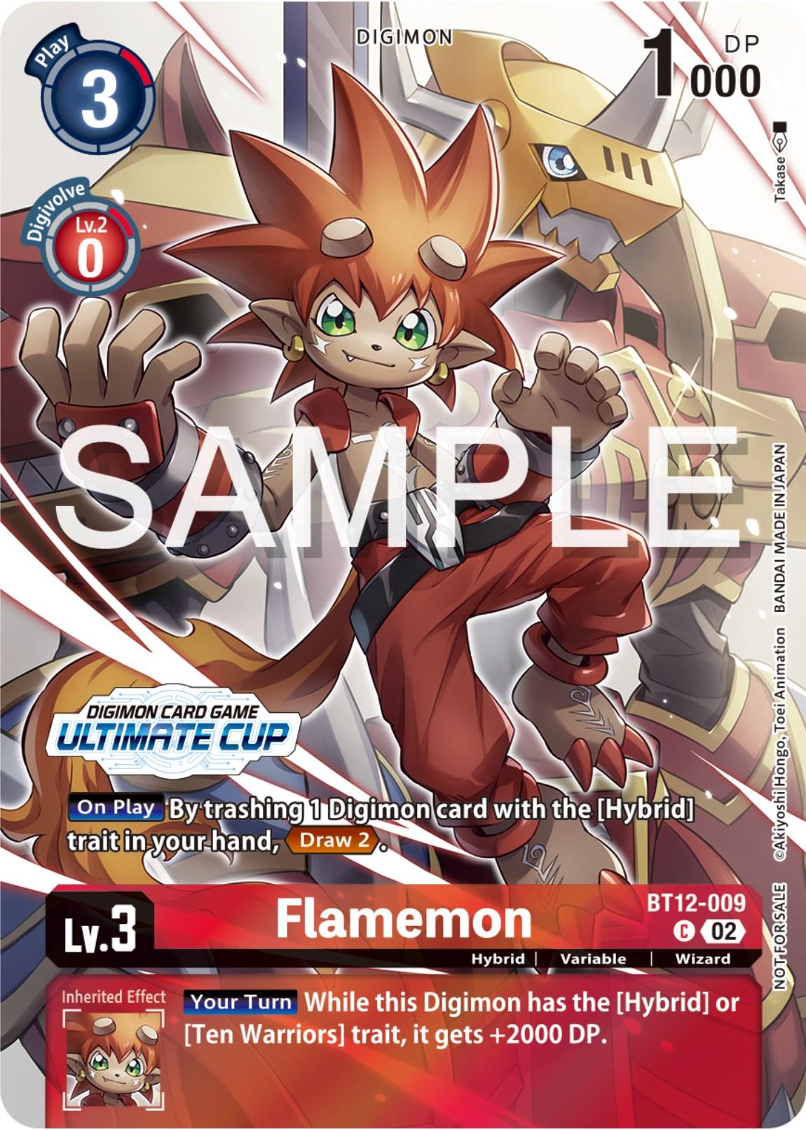 Across Time Promos, BT12-009, Digimon, Hybrid, Promo, Red, Variable, Wizard Flamemon [BT12-009] (Ultimate Cup 2024) [Across Time Promos] - Trading Card World