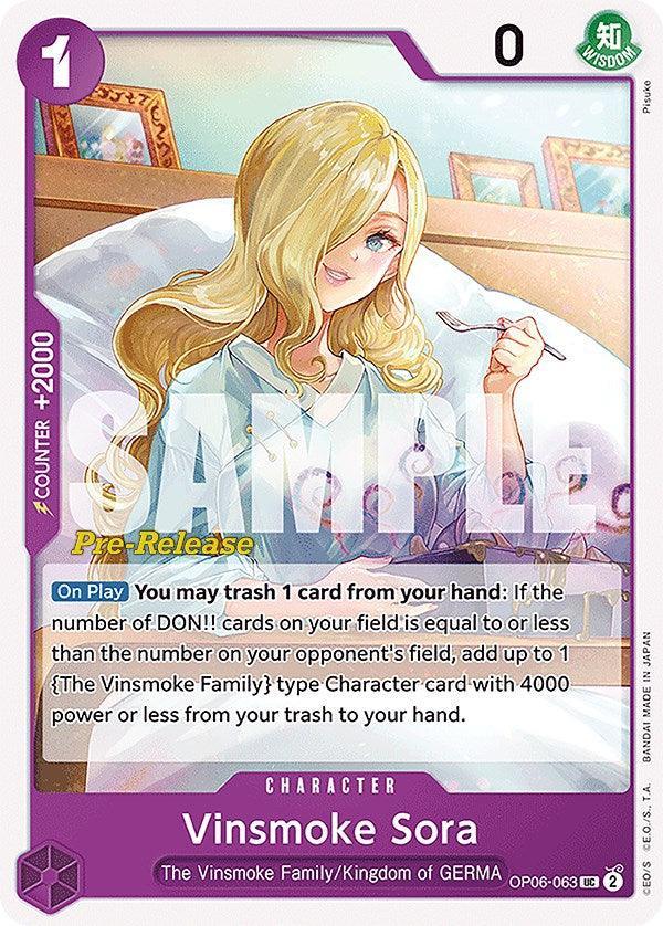 Character, Kingdom of GERMA, The Vinsmoke Family, Uncommon, Wings of the Captain, Wings of the Captain Pre-Release Cards Vinsmoke Sora [Wings of the Captain Pre-Release Cards] - Trading Card World