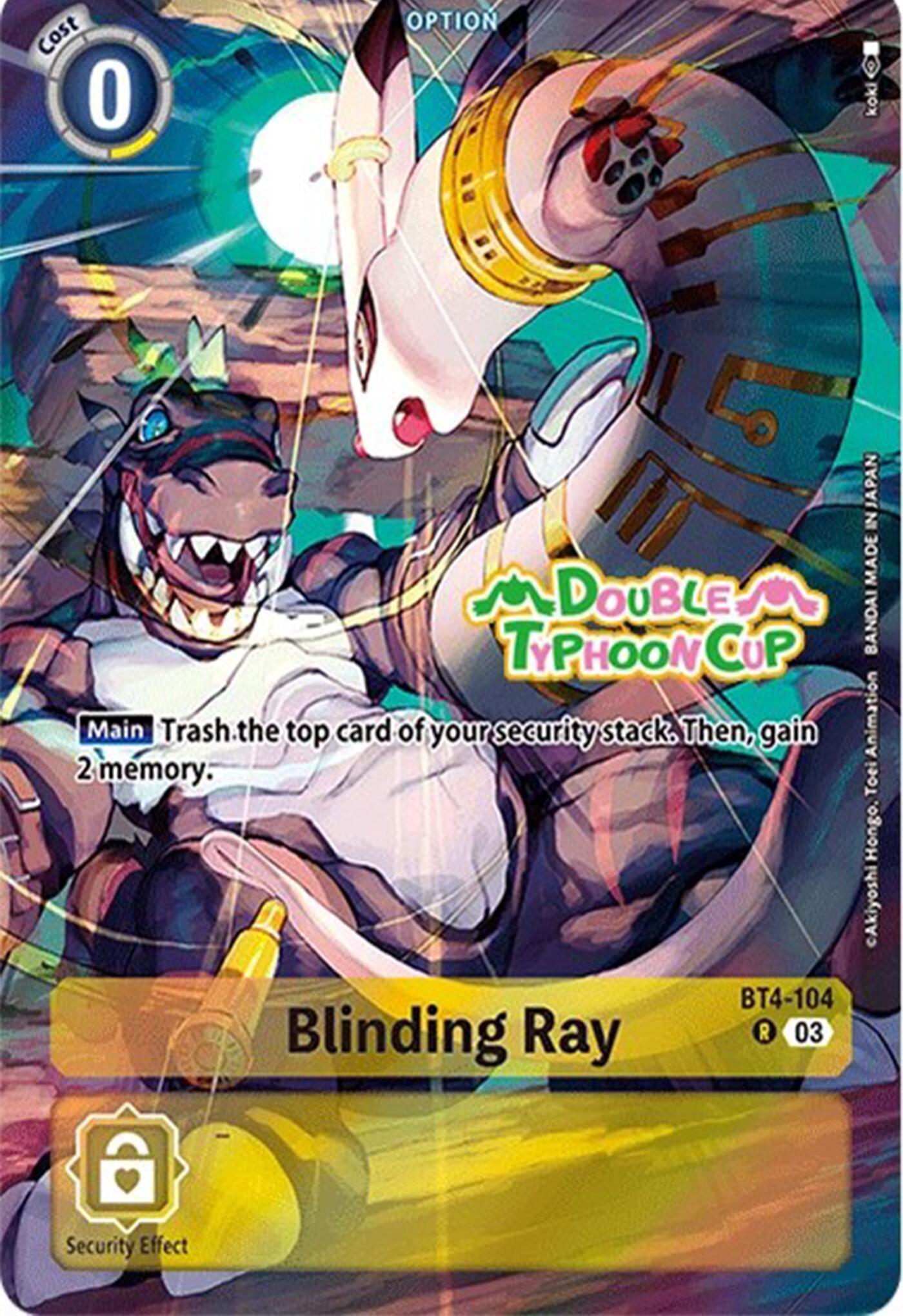 BT4-104, Option, Rare, Starter Deck: Double Typhoon Advanced Deck Set Pre-Release Cards, Yellow Blinding Ray [BT4-104] (Bonus Pack) [Starter Deck: Double Typhoon Advanced Deck Set Pre-Release Cards] - Trading Card World