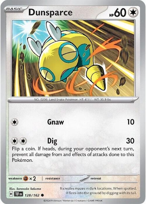 128, Scarlet & Violet: Temporal Forces Dunsparce (128/162) [Scarlet & Violet: Temporal Forces] - Trading Card World
