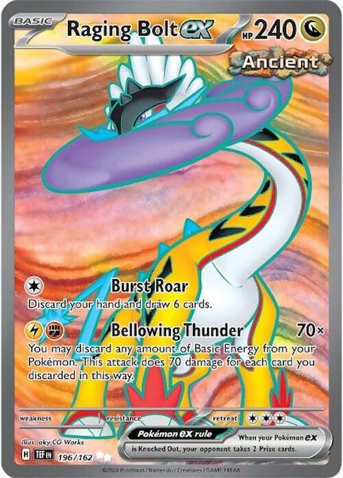 Scarlet & Violet: Temporal Forces Raging Bolt ex (196/162) [Scarlet & Violet: Temporal Forces] - Trading Card World