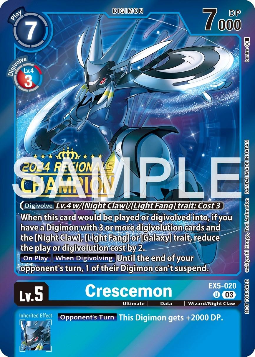 Animal Colosseum Promos, Blue, Data, Digimon, EX5-020, Promo, Ultimate, Wizard/Night Claw Crescemon [EX5-020] (2024 Regionals Champion) [Animal Colosseum Promos] - Trading Card World
