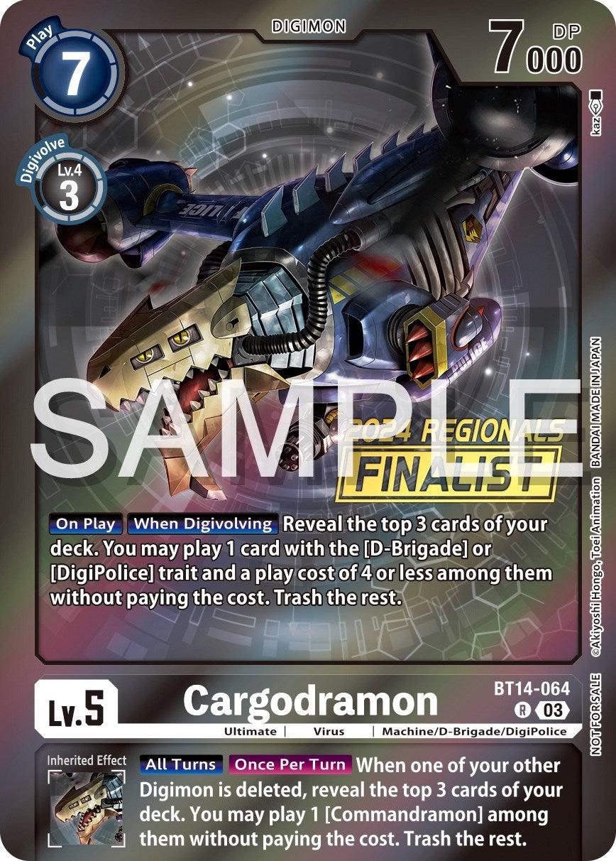 Black, Blast Ace Promos, BT14-064, Digimon, Machine/D-Brigade/DigiPolice, Promo, Ultimate, Virus Cargodramon [BT14-064] (2024 Regionals Finalist) [Blast Ace Promos] - Trading Card World