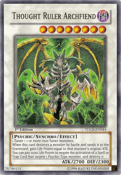 1st Edition, Dark, Psychic, Synchro/Effect Monster, The Duelist Genesis, Ultra Rare, Unlimited Thought Ruler Archfiend [TDGS-EN044] Ultra Rare - Trading Card World