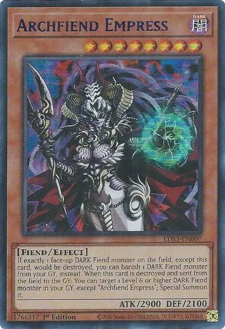 1st Edition, Dark, Effect Monster, Fiend, Legendary Duelists: Season 3, Ultra Rare Archfiend Empress (Blue) [LDS3-EN007] Ultra Rare - Trading Card World