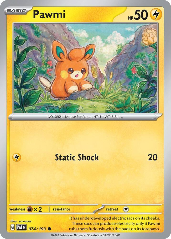 Scarlet & Violet: Paldea Evolved Pawmi (074/193) (Cosmo Foil) [Scarlet & Violet: Paldea Evolved] - Trading Card World