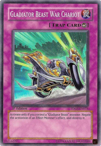 1st Edition, Counter Trap, Super Rare, The Duelist Genesis, Trap, Unlimited Gladiator Beast War Chariot [TDGS-EN074] Super Rare - Trading Card World