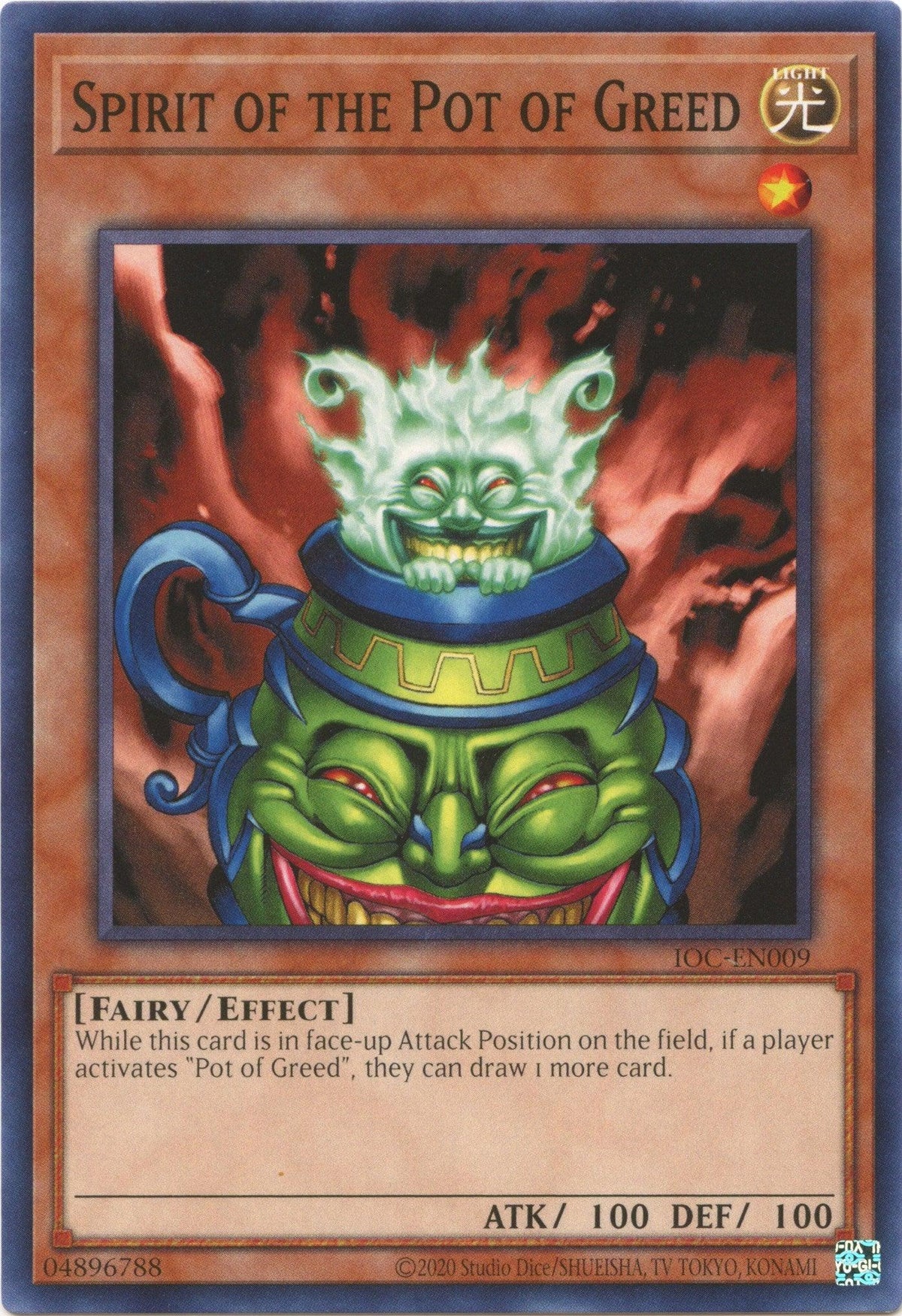 Common, Effect Monster, Fairy, Invasion of Chaos (25th Anniversary Edition), Light, Unlimited Spirit of the Pot of Greed (25th Anniversary) [IOC-EN009] Common - Trading Card World