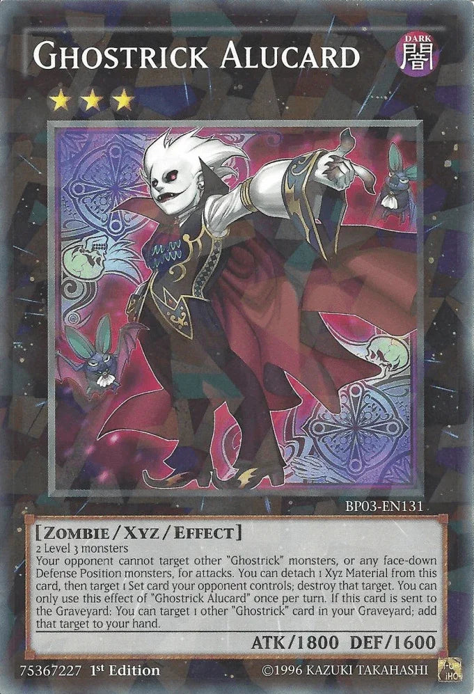 1st Edition, Battle Pack 3: Monster League, Dark, Shatterfoil Rare, Xyz/Effect Monster, Zombie Ghostrick Alucard [BP03-EN131] Shatterfoil Rare - Trading Card World