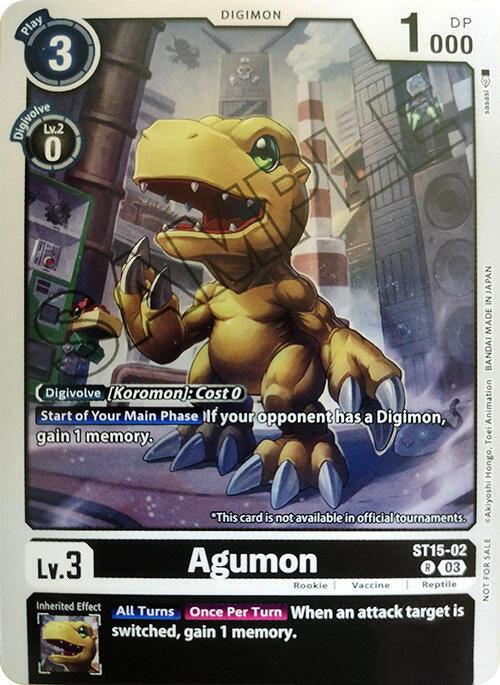 Black, Digimon, Rare, Reptile, Rookie, ST15-02, Starter Deck: Dragon of Courage, Vaccine Agumon [ST15-02] (Demo Deck Exclusive) [Starter Deck: Dragon of Courage] - Trading Card World