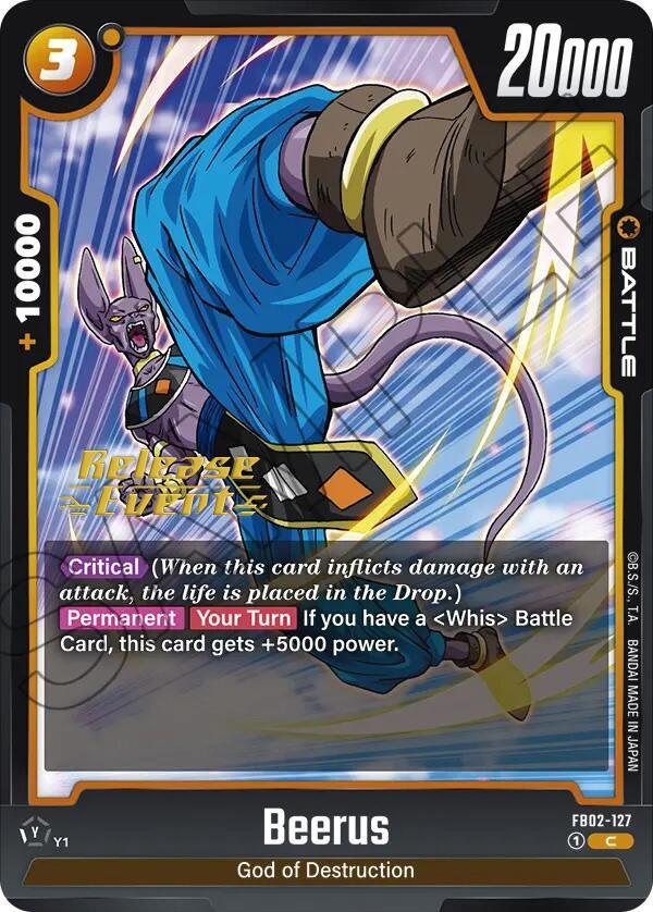  Beerus (FB02-127) [Blazing Aura Pre-Release Cards] - Trading Card World