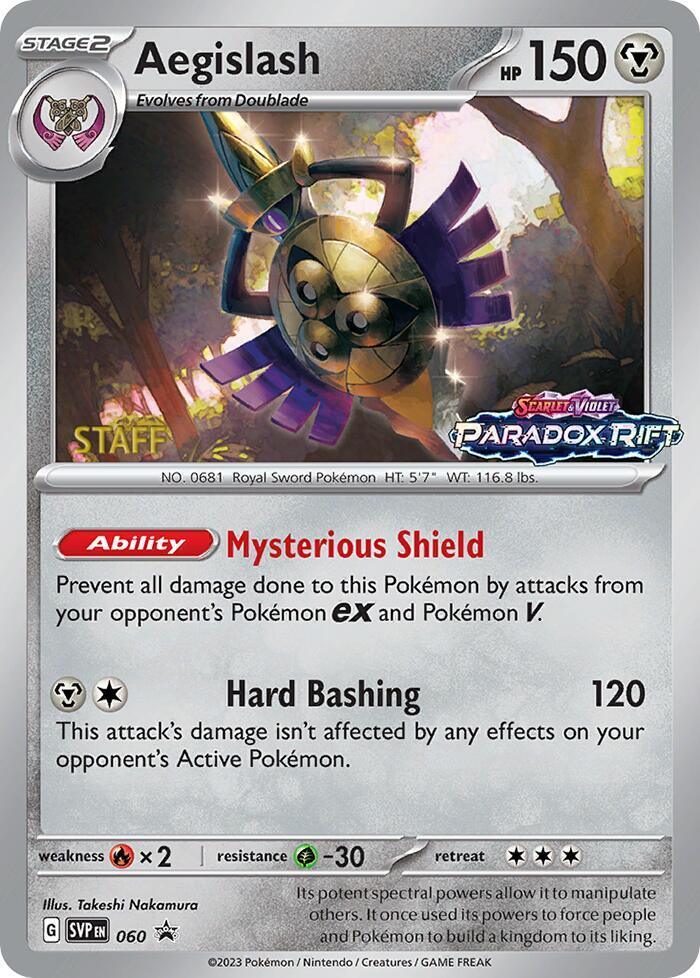 Scarlet & Violet: Black Star Promos Aegislash (060) (Staff Prerelease Promo) [Scarlet & Violet: Black Star Promos] - Trading Card World