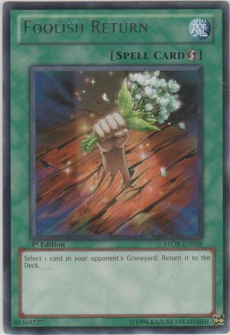 1st Edition, Quick Play Spell, Rare, Spell, Storm of Ragnarok, Unlimited Foolish Return [STOR-EN058] Rare - Trading Card World