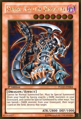 1st Edition, Dark, Dragon, Effect Monster, Gold Rare, Premium Gold, Unlimited Dark Armed Dragon [PGLD-EN064] Gold Rare - Trading Card World
