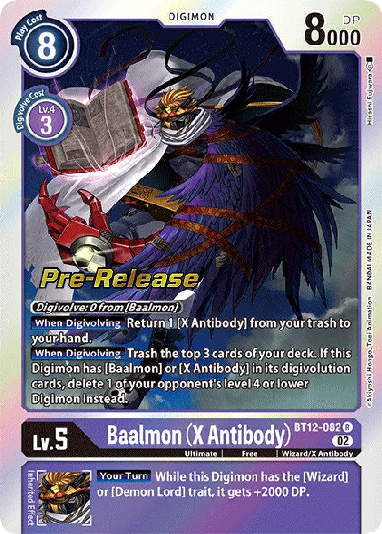 Across Time Pre-Release Cards, BT12-082, Digimon, Free, Purple, Rare, Ultimate, Wizard/X Antibody Baalmon (X Antibody) [BT12-082] [Across Time Pre-Release Cards] - Trading Card World