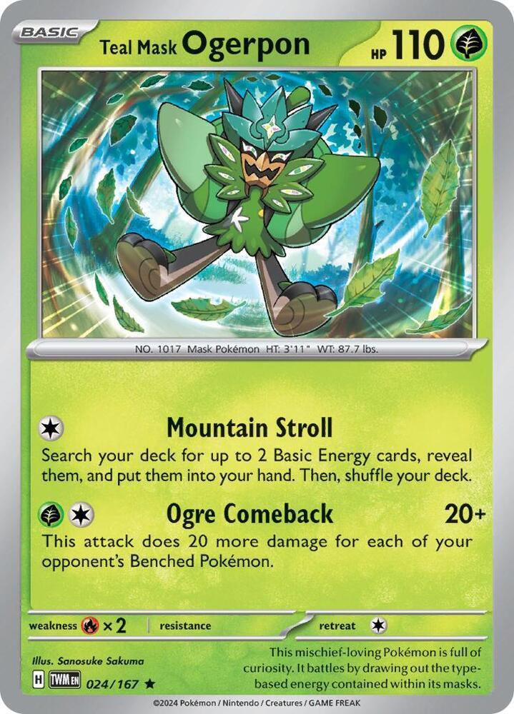 024, Scarlet & Violet: Twilight Masquerade Teal Mask Ogerpon (024/167) [Scarlet & Violet: Twilight Masquerade] - Trading Card World