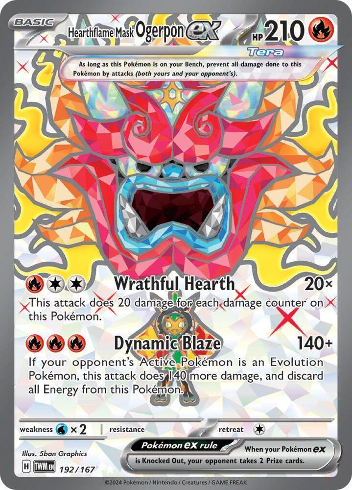 192, Scarlet & Violet: Twilight Masquerade Hearthflame Mask Ogerpon ex (192/167) [Scarlet & Violet: Twilight Masquerade] - Trading Card World