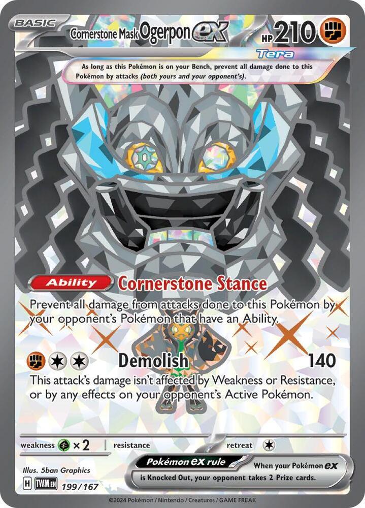 199, Scarlet & Violet: Twilight Masquerade Cornerstone Mask Ogerpon ex (199/167) [Scarlet & Violet: Twilight Masquerade] - Trading Card World