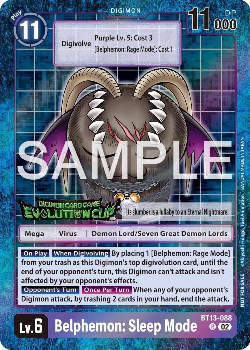 BT13-088, Demon Lord/Seven Great Demon Lords, Digimon, Mega, Promo, Purple, Versus Royal Knights Booster Promos, Virus Belphemon: Sleep Mode [BT13-088] (2024 Evolution Cup) [Versus Royal Knights Booster Promos] - Trading Card World