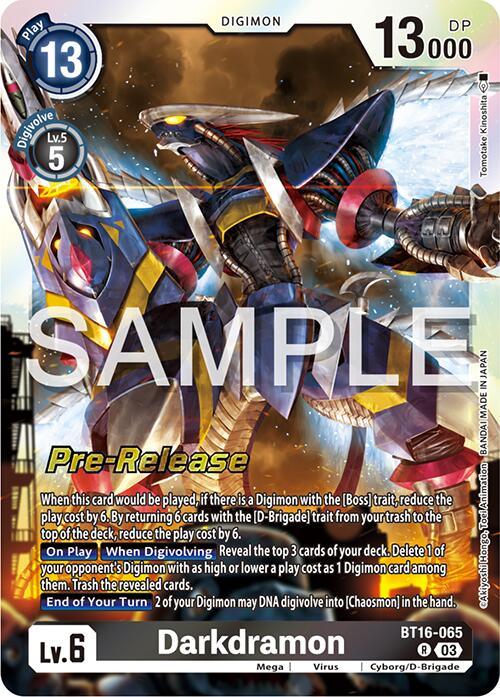Beginning Observer Pre-Release Promos, Black, BT16-065, Cyborg/D-Brigade, Digimon, Mega, Rare, Virus Darkdramon [BT16-065] [Beginning Observer Pre-Release Promos] - Trading Card World