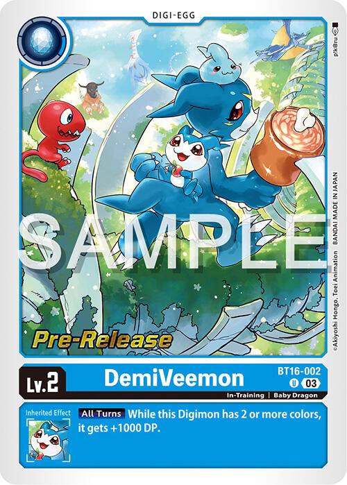 Baby Dragon, Beginning Observer Pre-Release Promos, Blue, BT16-002, Digi-Egg, In-Training, Uncommon DemiVeemon [BT16-002] [Beginning Observer Pre-Release Promos] - Trading Card World