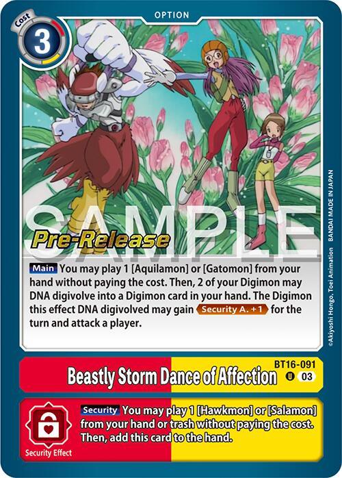 Beginning Observer Pre-Release Promos, BT16-091, Option, Red;Yellow, Uncommon Beastly Storm Dance of Affection [BT16-091] [Beginning Observer Pre-Release Promos] - Trading Card World