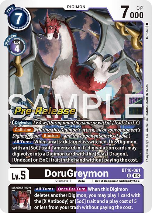 Beast Dragon/X Antibody/SoC, Beginning Observer Pre-Release Promos, BT16-061, Data, Digimon, Purple;Black, Ultimate, Uncommon DoruGreymon [BT16-061] [Beginning Observer Pre-Release Promos] - Trading Card World