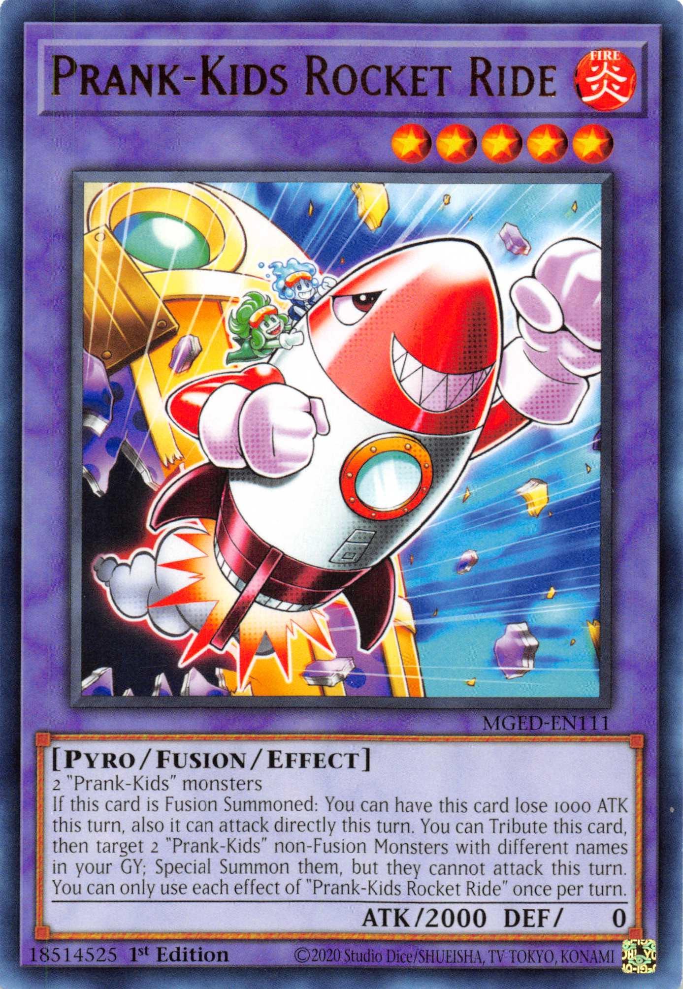 1st Edition, Fire, Fusion/Effect Monster, Maximum Gold: El Dorado, Pyro, Rare Prank-Kids Rocket Ride [MGED-EN111] Rare - Trading Card World