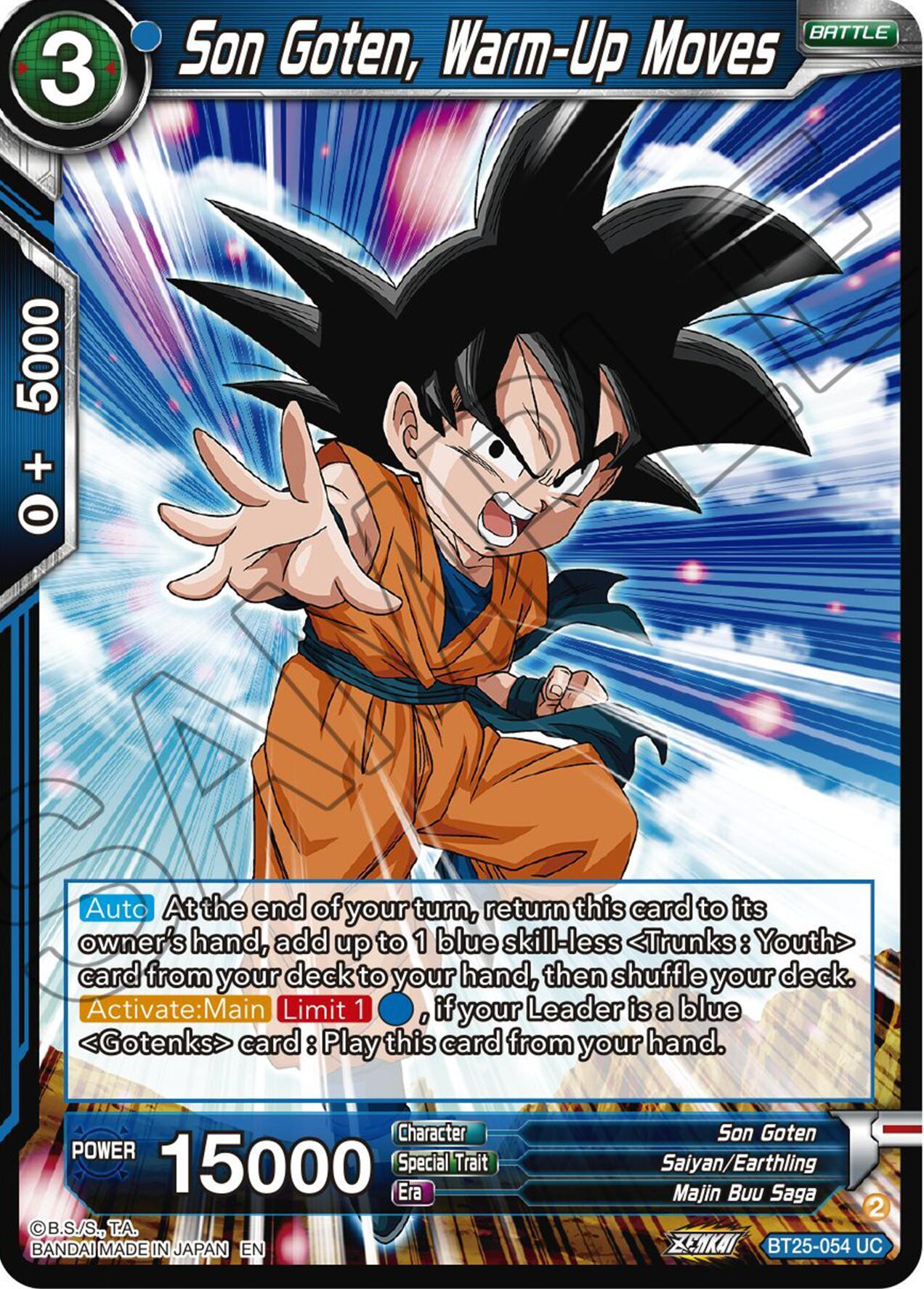 Battle, Blue, BT25-054, Legend of the Dragon Balls, Majin Buu Saga, Normal, Parallel Foil, Saiyan/Earthling, Son Goten, Uncommon Son Goten, Warm-Up Moves (BT25-054) [Legend of the Dragon Balls] - Trading Card World