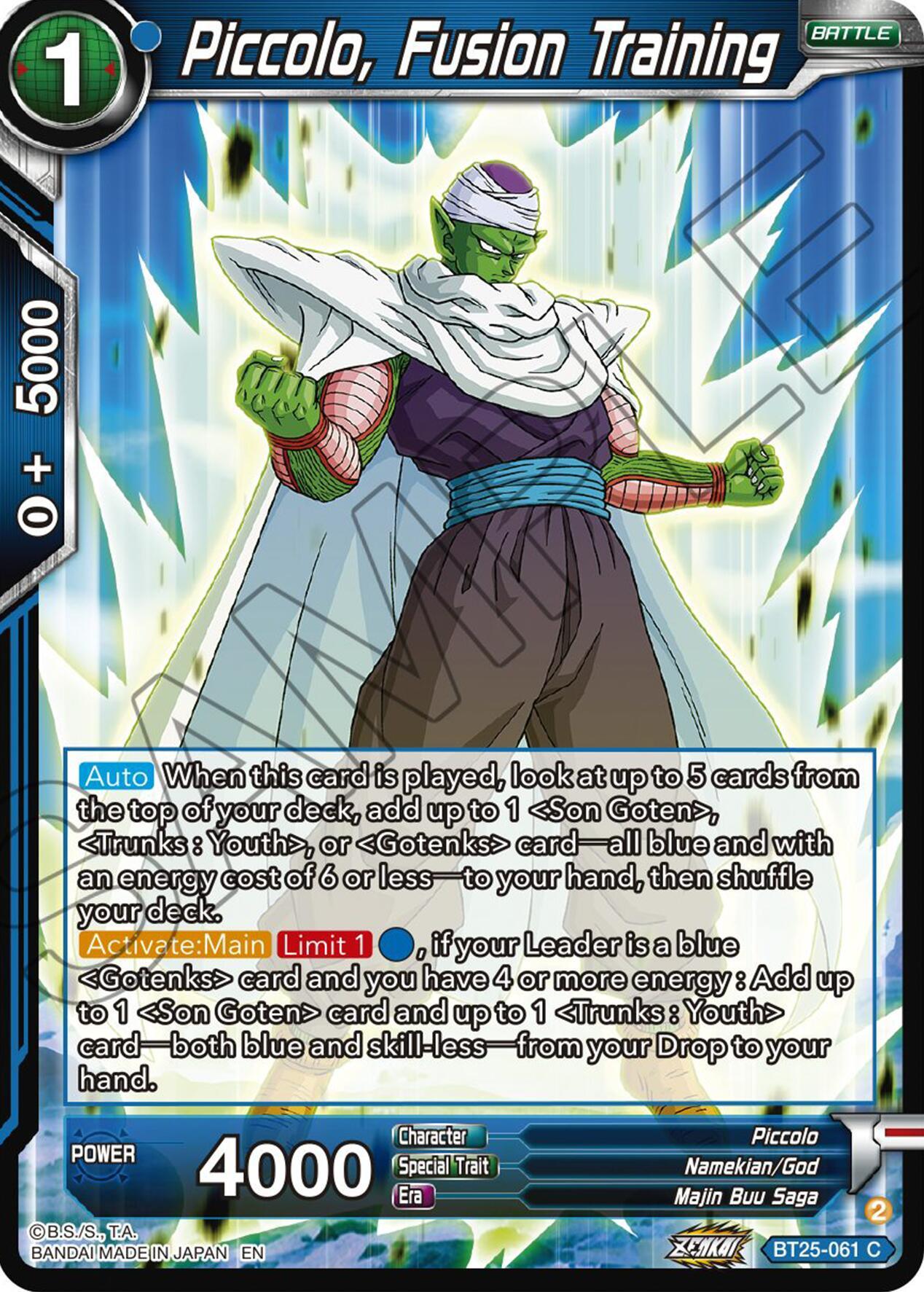 Battle, Blue, BT25-061, Common, Legend of the Dragon Balls, Majin Buu Saga, Namekian/God, Normal, Parallel Foil, Piccolo Piccolo, Fusion Training (BT25-061) [Legend of the Dragon Balls] - Trading Card World
