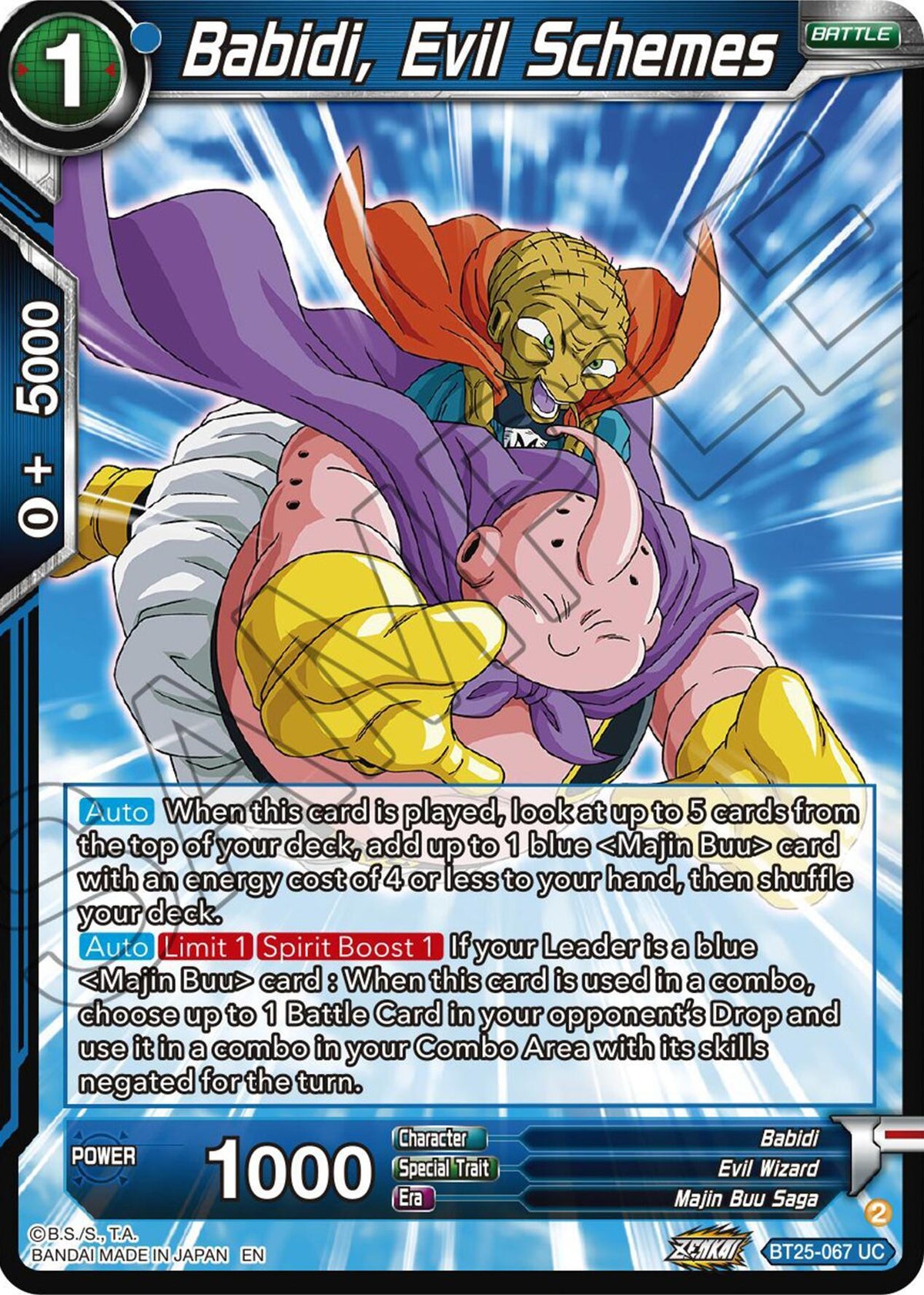 Babidi, Battle, Blue, BT25-067, Evil Wizard, Legend of the Dragon Balls, Majin Buu Saga, Normal, Parallel Foil, Uncommon Babidi, Evil Schemes (BT25-067) [Legend of the Dragon Balls] - Trading Card World