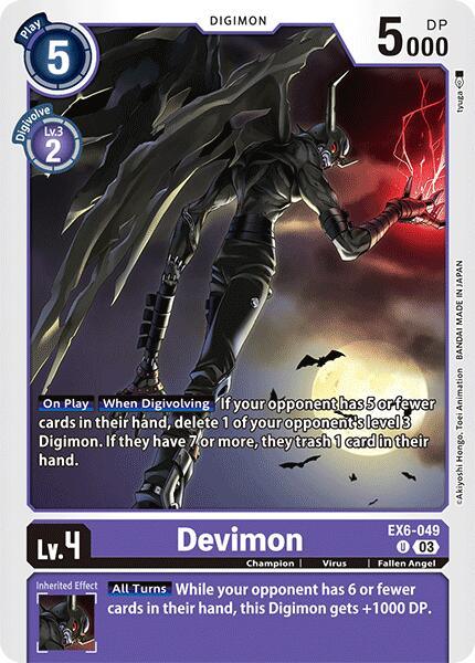 Champion, Digimon, EX6-049, Fallen Angel, Infernal Ascension, Purple, Uncommon, Virus Devimon [EX6-049] [Infernal Ascension] - Trading Card World