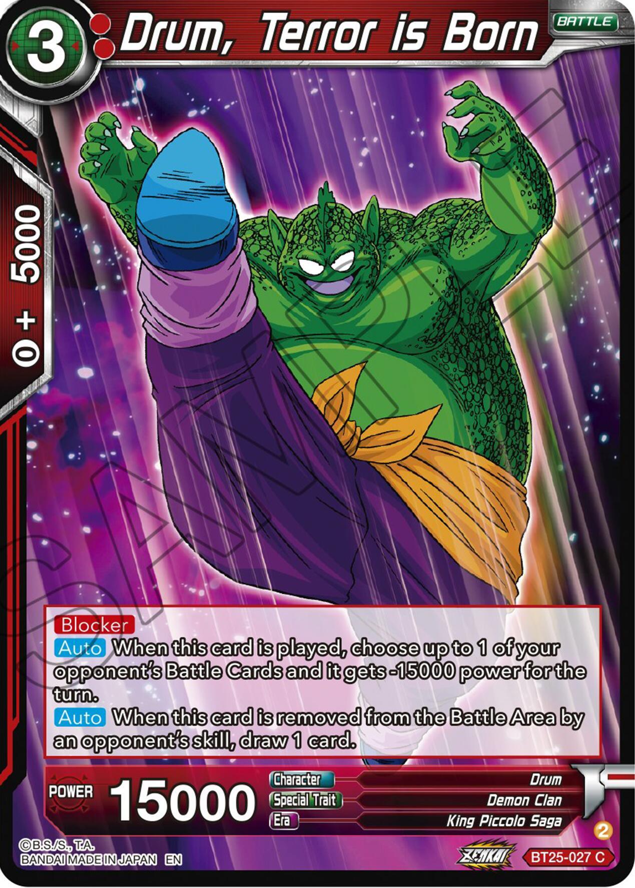 Battle, BT25-027, Common, Demon Clan, Drum, King Piccolo Saga, Legend of the Dragon Balls, Normal, Parallel Foil, Red Drum, Terror is Born (BT25-027) [Legend of the Dragon Balls] - Trading Card World