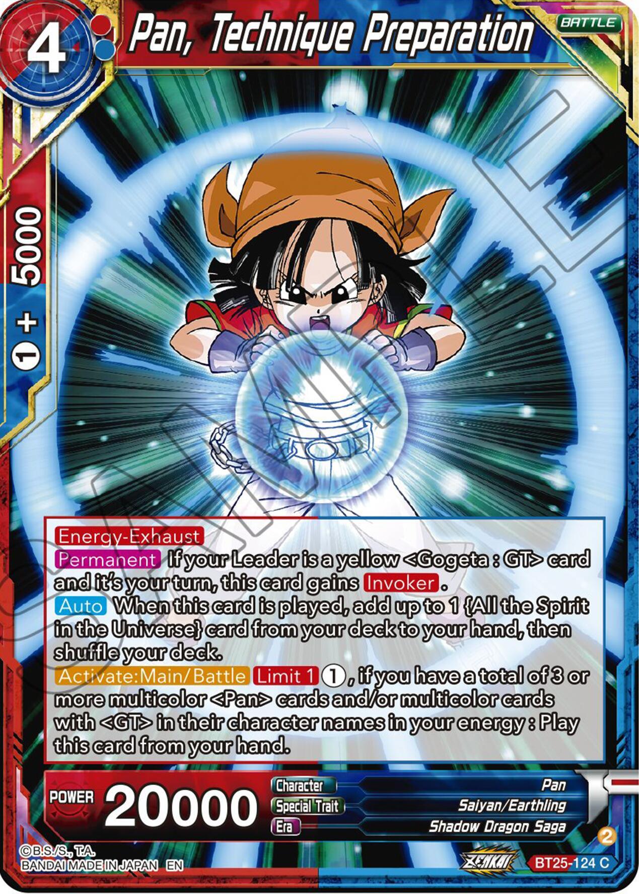 Battle, Blue;Red, BT25-124, Common, Legend of the Dragon Balls, Normal, Pan, Parallel Foil, Saiyan/Earthling, Shadow Dragon Saga Pan, Technique Preparation (BT25-124) [Legend of the Dragon Balls] - Trading Card World