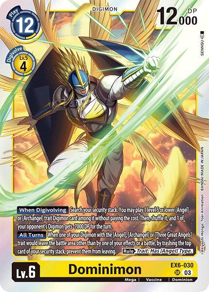 Digimon, Dominion, EX6-030, Infernal Ascension, Mega, Super Rare, Vaccine, Yellow Dominimon [EX6-030] [Infernal Ascension] - Trading Card World