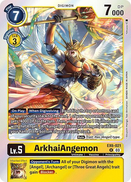 Digimon, EX6-021, Infernal Ascension, Principality, Rare, Ultimate, Vaccine, Yellow ArkhaiAngemon [EX6-021] [Infernal Ascension] - Trading Card World