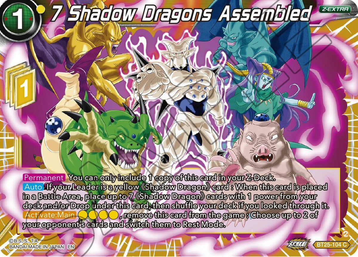 BT25-104, Common, Legend of the Dragon Balls, Normal, Parallel Foil, Yellow, Z-Extra 7 Shadow Dragons Assembled (BT25-104) [Legend of the Dragon Balls] - Trading Card World