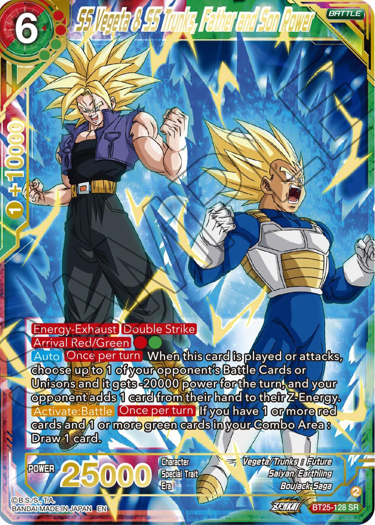 Battle, Boujack Saga, BT25-128, Green;Red, Legend of the Dragon Balls, Normal, Parallel Foil, Saiyan/Earthling, Uncommon, Vegeta/Trunks : Future SS Vegeta & SS Trunks, Father and Son Power (BT25-128) [Legend of the Dragon Balls] - Trading Card World