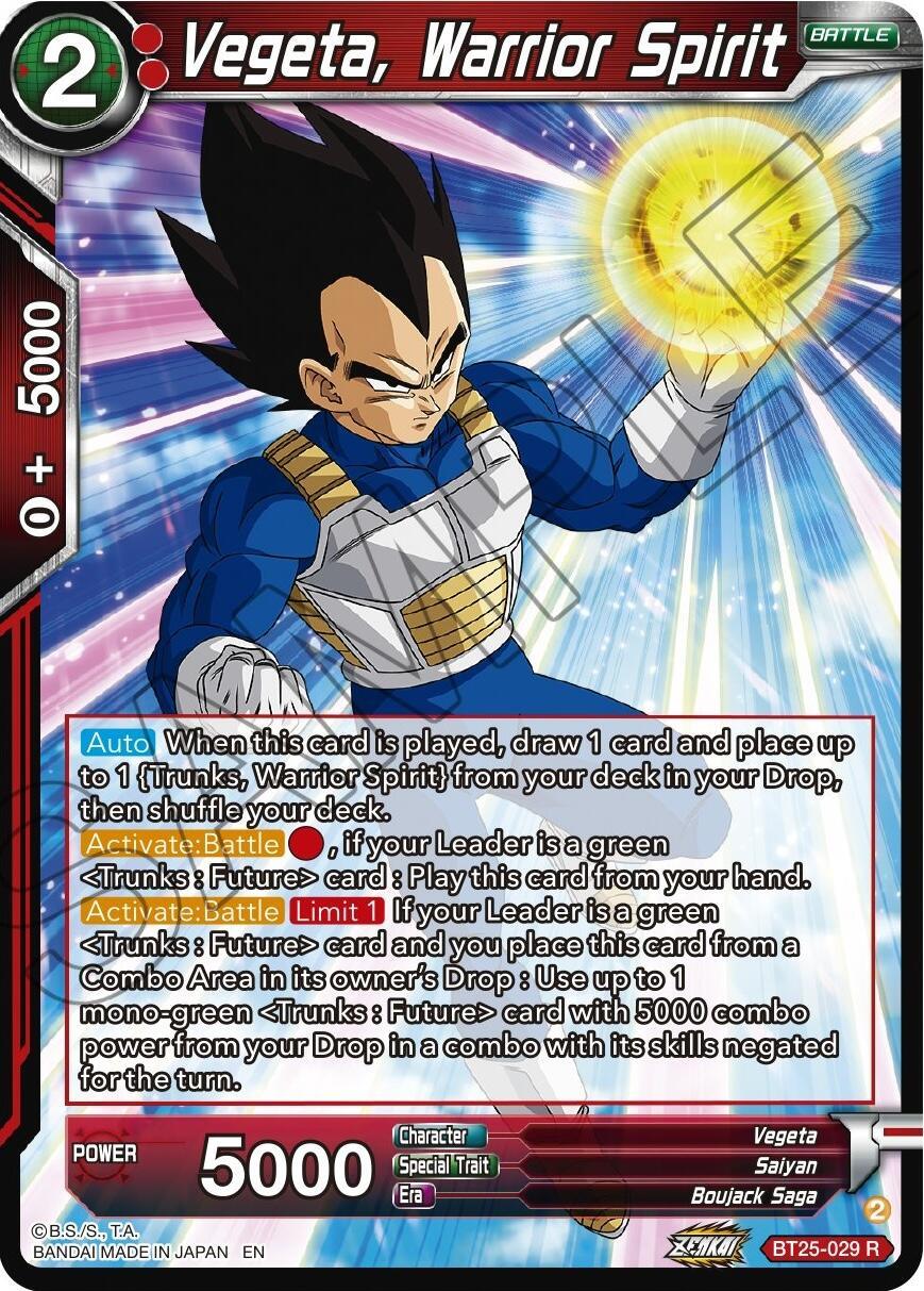 Battle, Boujack Saga, BT25-029, Legend of the Dragon Balls, Normal, Parallel Foil, Rare, Red, Saiyan, Vegeta Vegeta, Warrior Spirit (BT25-029) [Legend of the Dragon Balls] - Trading Card World