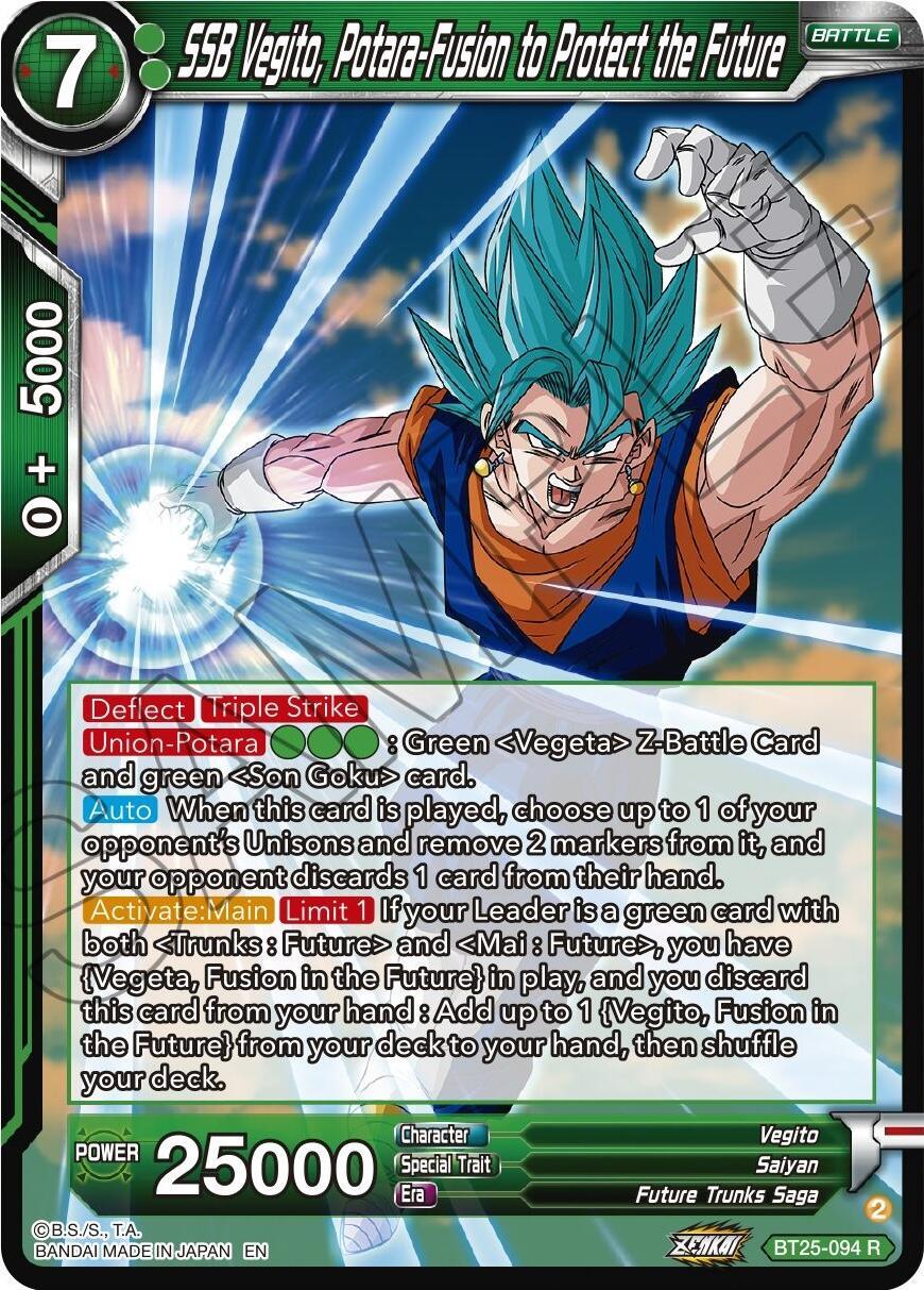 Battle, BT25-094, Future Trunks Saga, Green, Legend of the Dragon Balls, Normal, Parallel Foil, Rare, Saiyan, Vegito SSB Vegito, Potara-Fusion to Protect the Future (BT25-094) [Legend of the Dragon Balls] - Trading Card World