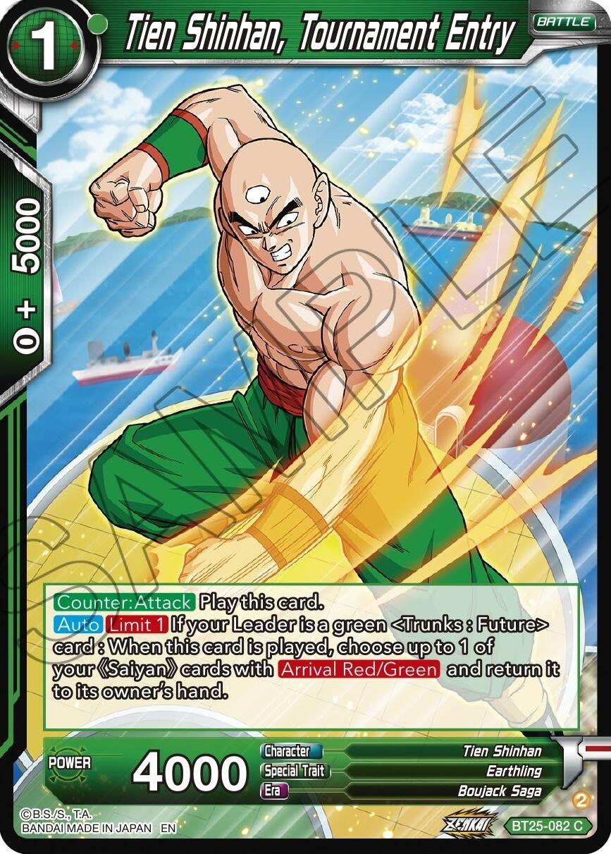 Battle, Boujack Saga, BT25-082, Common, Earthling, Green, Legend of the Dragon Balls, Normal, Parallel Foil, Tien Shinhan Tien Shinhan, Tournament Entry (BT25-082) [Legend of the Dragon Balls] - Trading Card World