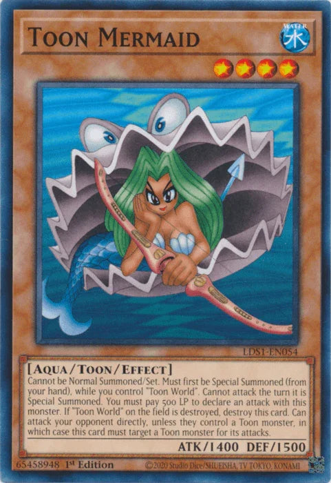 1st Edition, Aqua, Common, Legendary Duelists: Season 1, Toon/Effect Monster, Water Toon Mermaid [LDS1-EN054] Common - Trading Card World