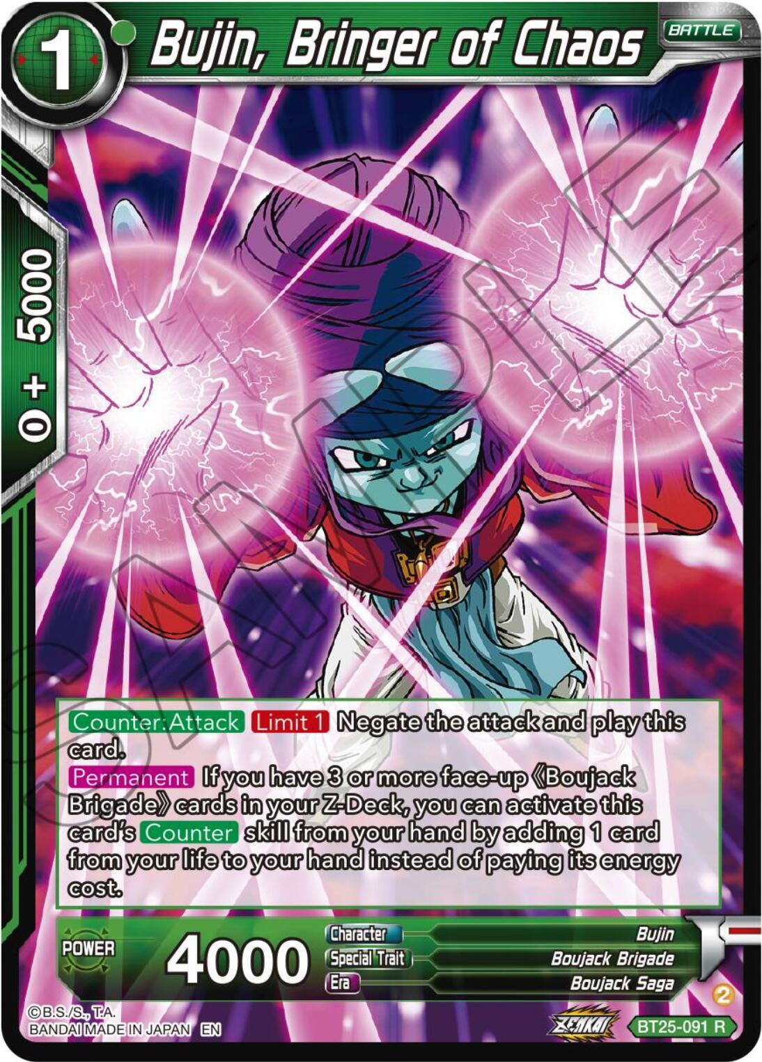 Battle, Boujack Brigade, Boujack Saga, BT25-091, Bujin, Green, Legend of the Dragon Balls, Normal, Parallel Foil, Rare Bujin, Bringer of Chaos (BT25-091) [Legend of the Dragon Balls] - Trading Card World