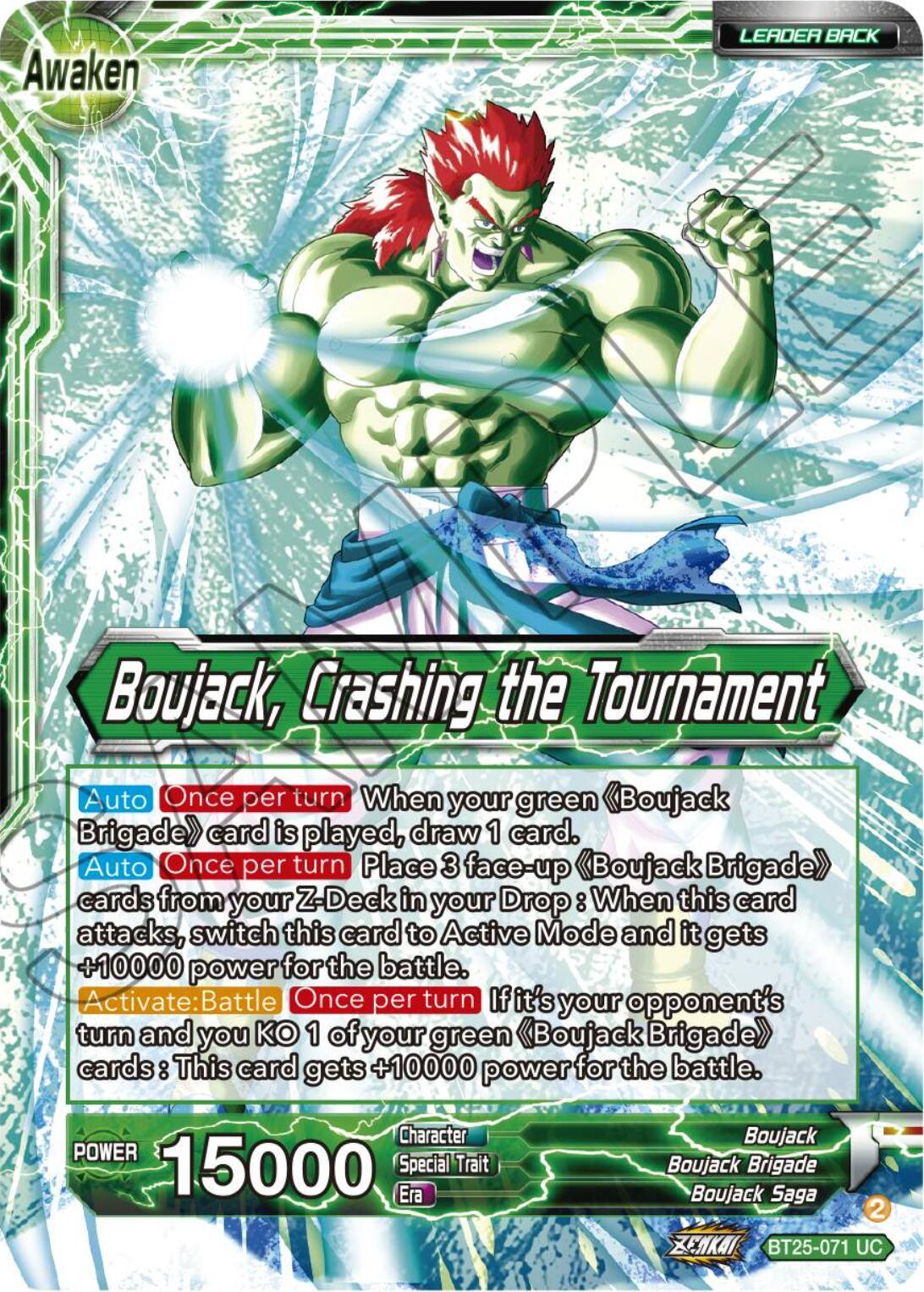 Boujack Brigade, Boujack Brigade/Boujack, Boujack Saga, BT25-071, Green, Leader, Legend of the Dragon Balls, Normal, Parallel Foil, Uncommon Boujack Brigade // Boujack, Crashing the Tournament (BT25-071) [Legend of the Dragon Balls] - Trading Card World