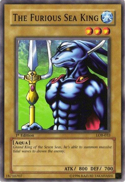 1st Edition, Aqua, Common, Normal Monster, The Legend of Blue Eyes White Dragon, Unlimited, Water The Furious Sea King [LOB-033] Common - Trading Card World