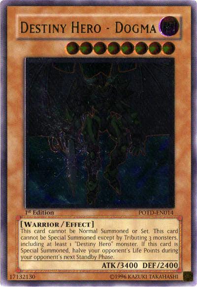 1st Edition, Dark, Effect Monster, Power of the Duelist, Ultimate Rare, Unlimited, Warrior Destiny Hero - Dogma [POTD-EN014] Ultimate Rare - Trading Card World