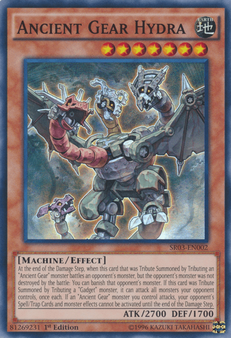1st Edition, Earth, Effect Monster, Machine, Structure Deck: Machine Reactor, Super Rare, Unlimited Ancient Gear Hydra [SR03-EN002] Super Rare - Trading Card World