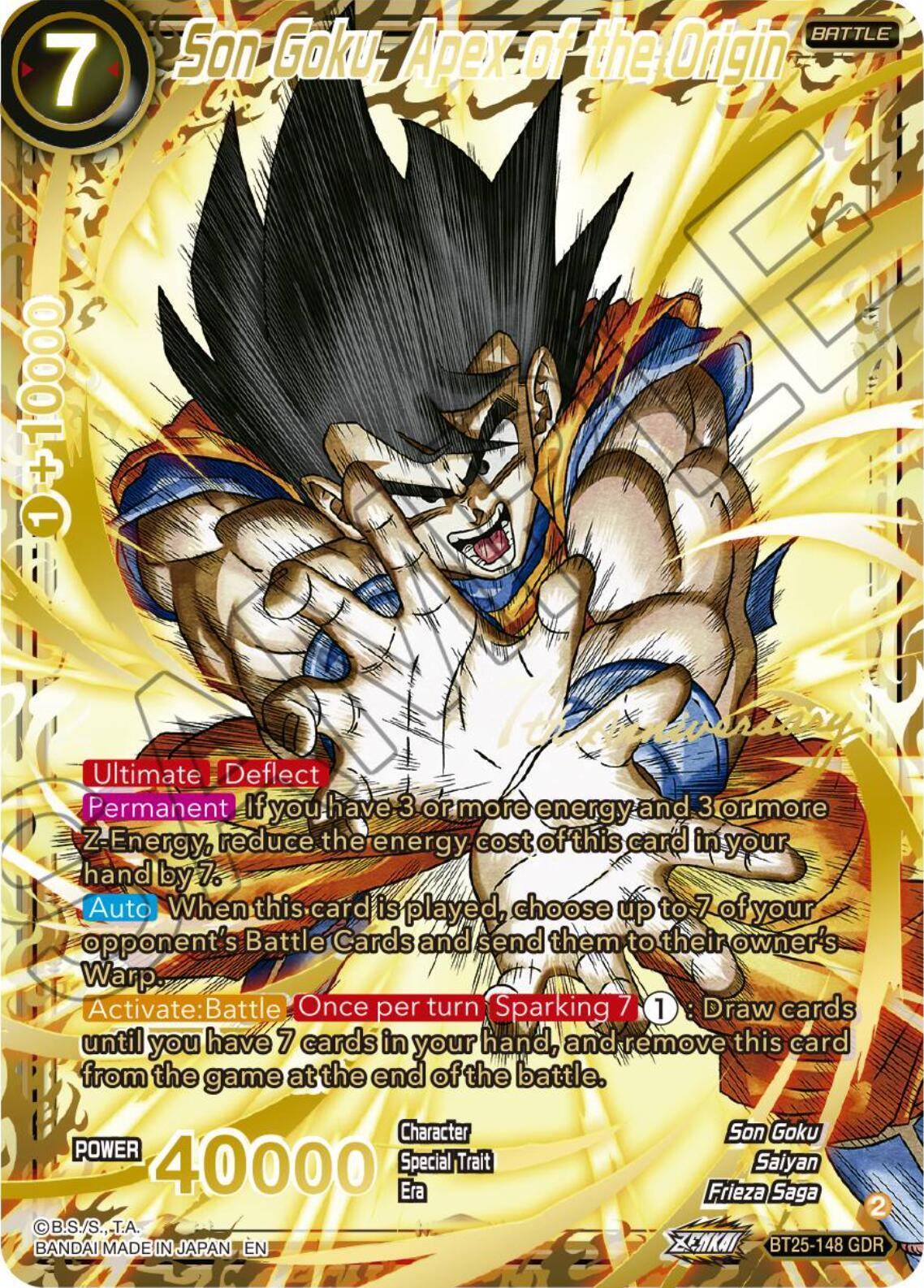 Battle, Black, BT25-148, Frieza Saga, God Rare, Legend of the Dragon Balls, Parallel Foil, Saiyan, Son Goku Son Goku, Apex of the Origin (GDR) (BT25-148) [Legend of the Dragon Balls] - Trading Card World