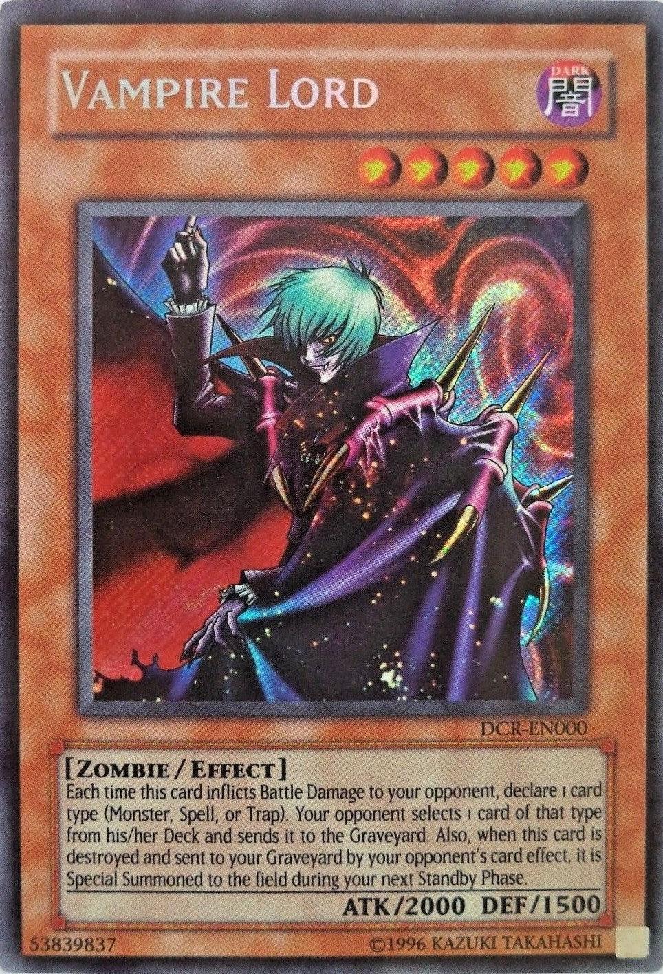 Dark, Dark Crisis, Effect Monster, Secret Rare, Unlimited, Zombie Vampire Lord [DCR-EN000] Secret Rare - Trading Card World